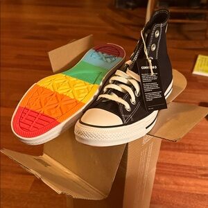 Custom Chuck Taylor All Star Pride, Black High-Tops with Rainbow Sole